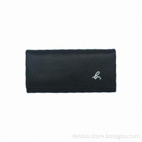Black Coin Wallet, Made of Satin Material, OEM Orders Welcomed